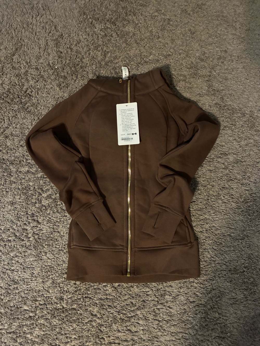 lululemon athletica Brown Zip-Up Bomber Jacket with Gold Zipper